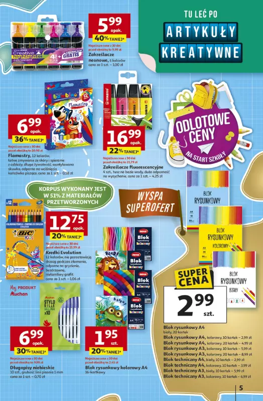 Auchan - gazetka promocyjna Gazetka Odlotowe ceny na start szkoły Hipermarket Auchan  do środy 03.09 - strona 5