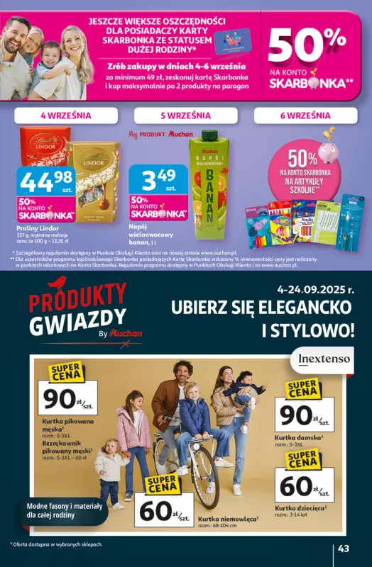 Auchan - gazetka promocyjna Odlotowe ceny na start szkoły Hipermarket od czwartku 04.09 do środy 10.09 - strona 42