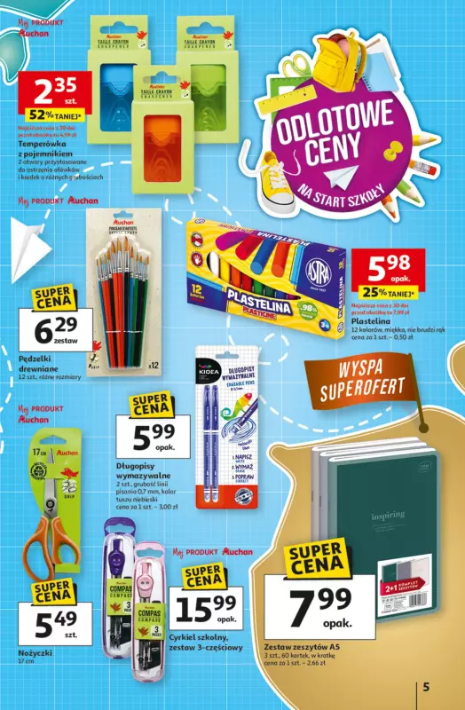 Auchan - gazetka promocyjna Odlotowe ceny na start szkoły Hipermarket od czwartku 04.09 do środy 10.09 - strona 5