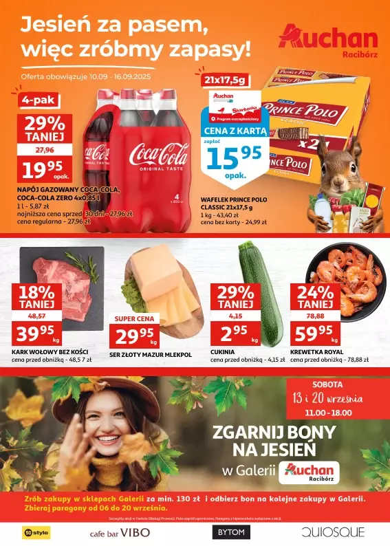 Auchan - gazetka promocyjna Gazetka Racibórz I Jesień za pasem, więc zróbmy zapasy! od środy 10.09 do wtorku 16.09