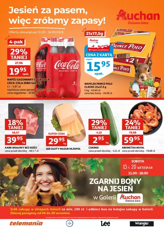 Auchan - gazetka promocyjna Gazetka Zielona Góra I Jesień za pasem, więc zróbmy zapasy! od środy 10.09 do wtorku 16.09