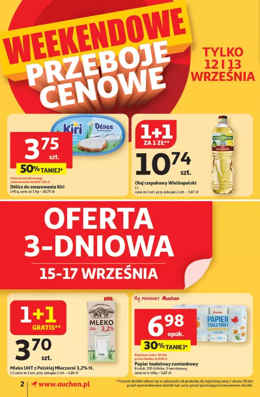 Auchan - gazetka promocyjna Pewność niskich cen Supermarket od czwartku 11.09 do środy 17.09 - strona 2