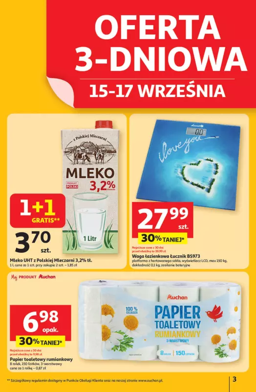 Auchan - gazetka promocyjna Pewność niskich cen Hipermarket od czwartku 11.09 do środy 17.09 - strona 3