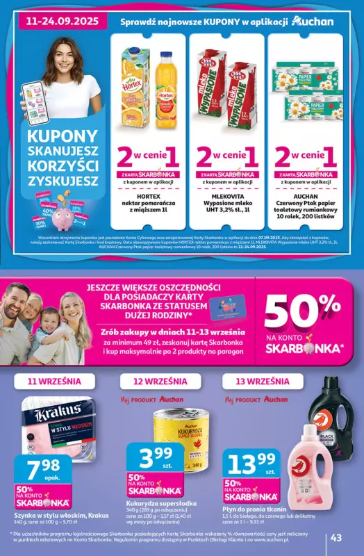 Auchan - gazetka promocyjna Pewność niskich cen Hipermarket od czwartku 11.09 do środy 17.09 - strona 43