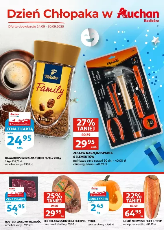 Auchan - gazetka promocyjna Gazetka Racibórz I Dzień Chłopaka od środy 24.09 do wtorku 30.09
