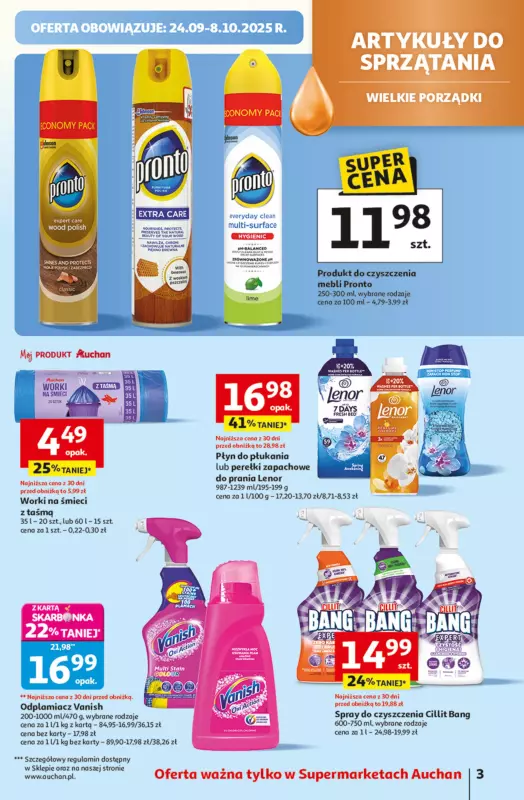 Auchan - gazetka promocyjna Gazetka Pewność niskich cen Supermarket Auchan  do środy 01.10 - strona 3