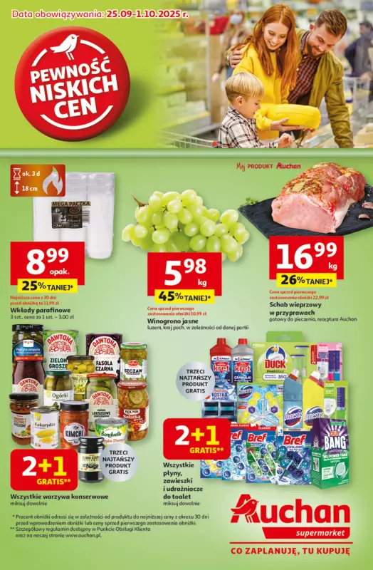 Auchan - gazetka promocyjna Gazetka Pewność niskich cen Supermarket Auchan od czwartku 25.09 do środy 01.10
