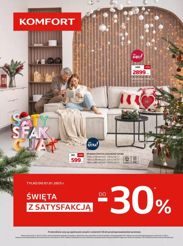 Komfort - gazetka promocyjna Święta z satysfakcją od środy 04.12 do wtorku 07.01