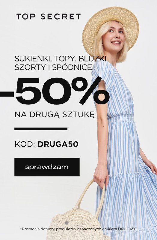 Top Secret - gazetka promocyjna -50% na drugą sztukę - sukienki, topy, bluzki, spódnice i szorty! od piątku 27.06 do piątku 04.07