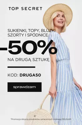 Top Secret - gazetka promocyjna -50% na drugą sztukę - sukienki, topy, bluzki, spódnice i szorty! od piątku 27.06 do niedzieli 29.06
