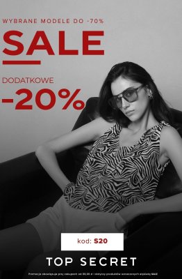 Top Secret - gazetka promocyjna Extra -20% na produkty z wyprzedaży od piątku 08.08 do poniedziałku 11.08