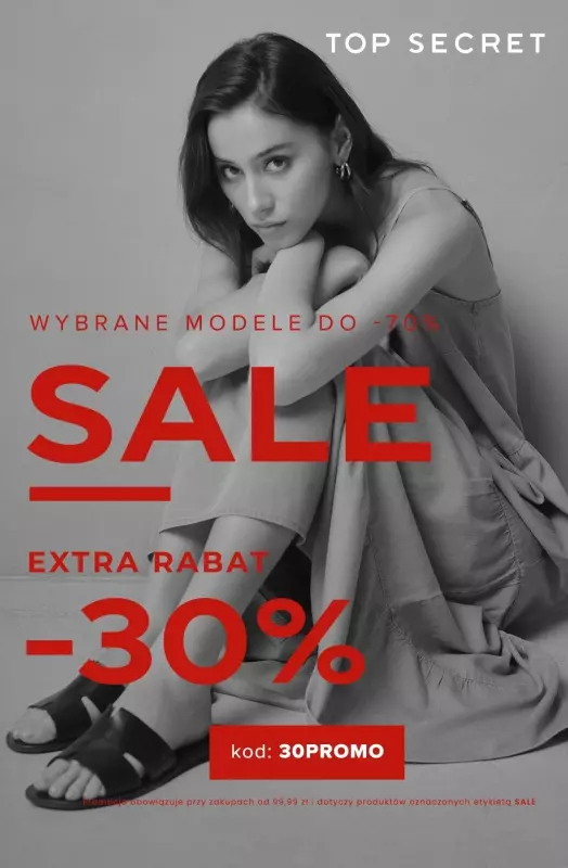 Top Secret - gazetka promocyjna Extra -30% na wyprzedaż od poniedziałku 22.09 do czwartku 25.09