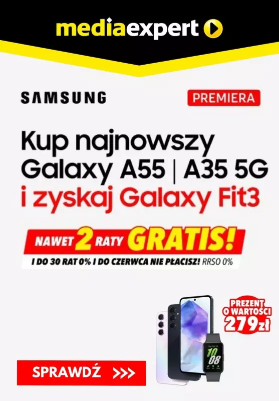 Media Expert - gazetka promocyjna Zyskaj  smartband Galaxy Fit3 przy zakupie smartfona Samsung od wtorku 19.03 do niedzieli 31.03