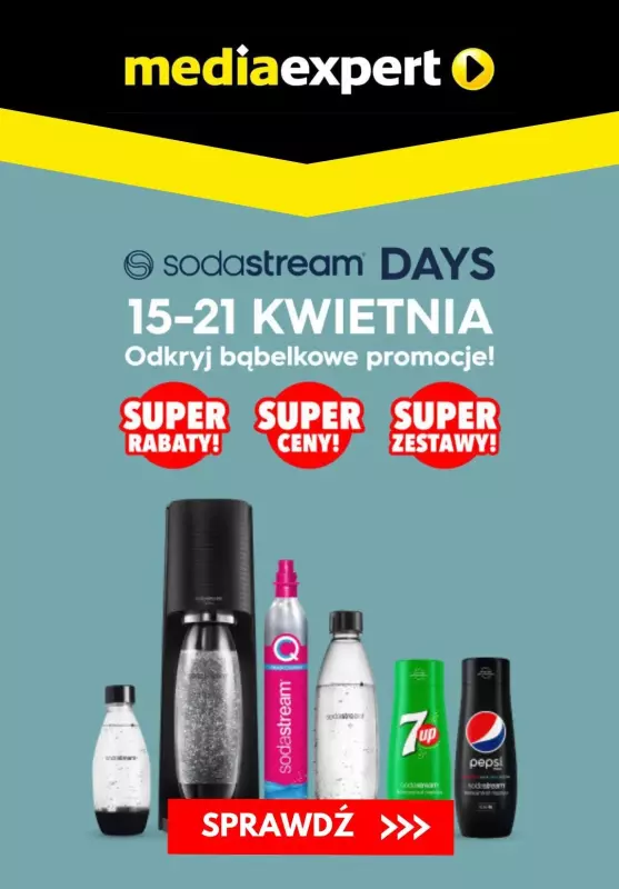 Media Expert - gazetka promocyjna Super promocje na SODASTREAM DAYS od wtorku 16.04 do niedzieli 21.04