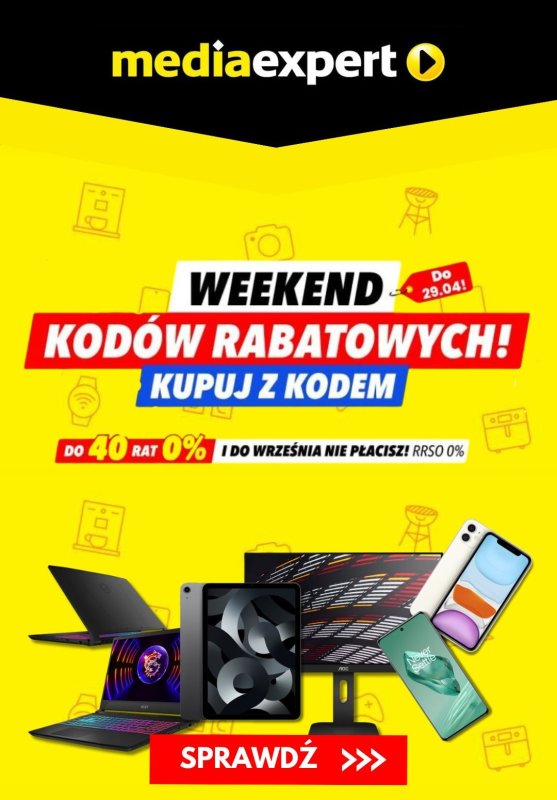 Media Expert - gazetka promocyjna Weekend kodów rabatowych! od piątku 26.04 do poniedziałku 29.04
