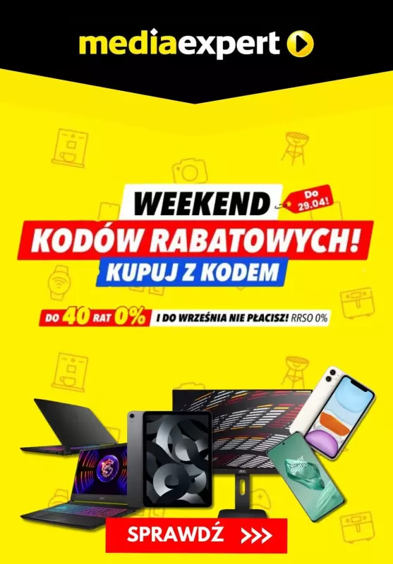 Media Expert - gazetka promocyjna Weekend kodów rabatowych! od piątku 26.04 do poniedziałku 29.04