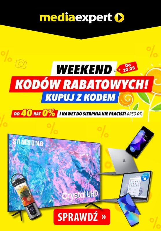 Media Expert - gazetka promocyjna Weekend kodów rabatowych! od piątku 17.05 do poniedziałku 20.05