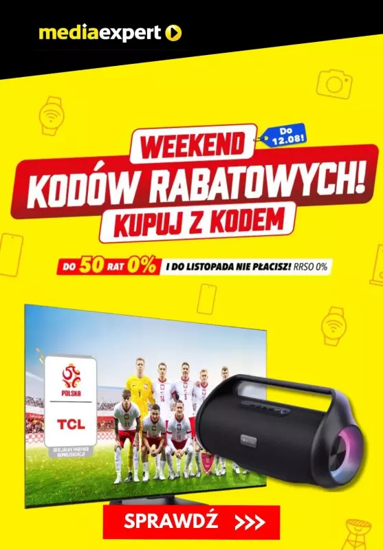 Media Expert - gazetka promocyjna Weekend kodów rabatowych! od piątku 09.08 do poniedziałku 12.08