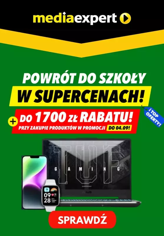 Media Expert - gazetka promocyjna Powrót do szkoły w SUPERCENACH! od piątku 16.08 do środy 04.09