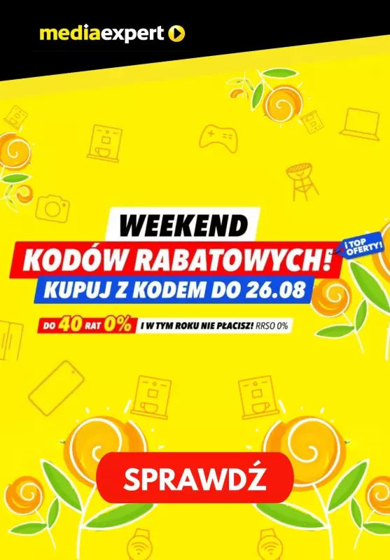 Media Expert - gazetka promocyjna Weekend kodów rabatowych! od piątku 23.08 do poniedziałku 26.08