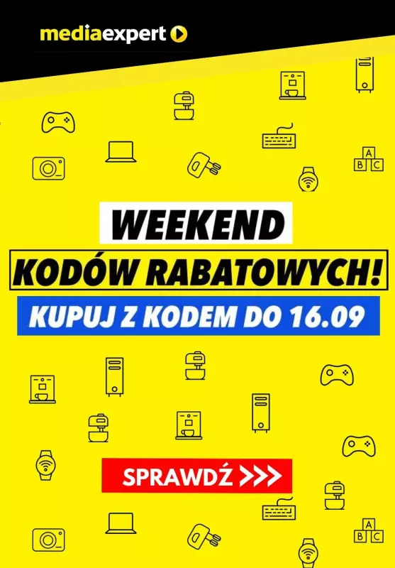 Media Expert - gazetka promocyjna Weekend kodów rabatowych! od piątku 13.09 do poniedziałku 16.09