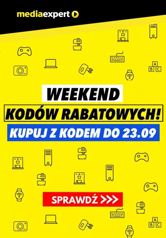 Media Expert - gazetka promocyjna Weekend kodów rabatowych! od piątku 20.09 do poniedziałku 23.09