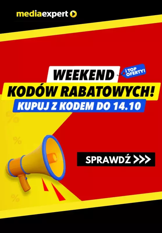 Media Expert - gazetka promocyjna Weekend kodów rabatowych! od piątku 11.10 do poniedziałku 14.10