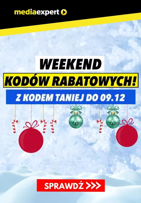 Media Expert - gazetka promocyjna Weekend kodów rabatowych! od piątku 06.12 do poniedziałku 09.12