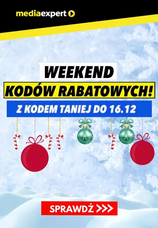 Media Expert - gazetka promocyjna Weekend kodów rabatowych! od piątku 13.12 do poniedziałku 16.12