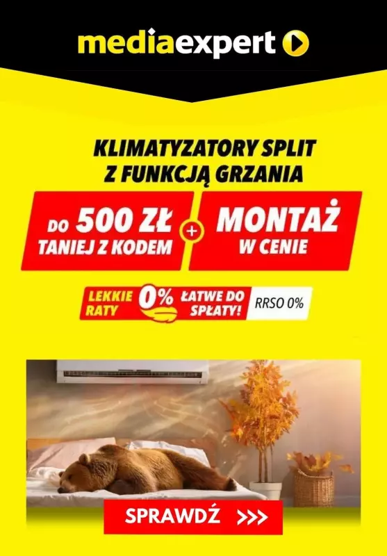 Media Expert - gazetka promocyjna Klimatyzatory Split  do 500 zł z KODEM + montaż w CENIE  