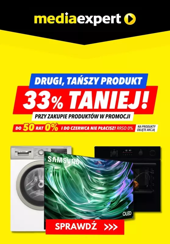 Media Expert - gazetka promocyjna -33% na drugi tańszy produkt AGD lub RTV od poniedziałku 24.02 do niedzieli 02.03