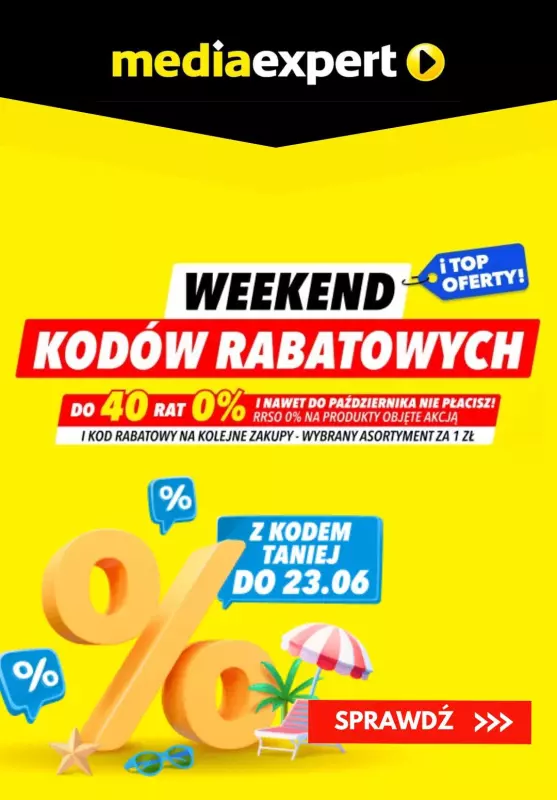 Media Expert - gazetka promocyjna Weekend kodów rabatowych! od piątku 20.06 do poniedziałku 23.06
