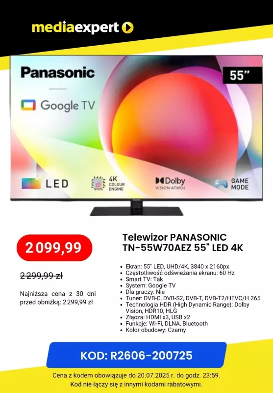 Media Expert - gazetka promocyjna Telewizory taniej z kodem rabatowym od środy 02.07 do czwartku 10.07 - strona 6