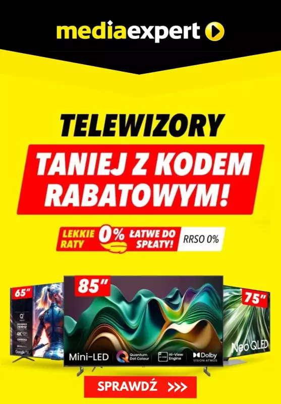 Media Expert - gazetka promocyjna Telewizory taniej z kodem rabatowym  