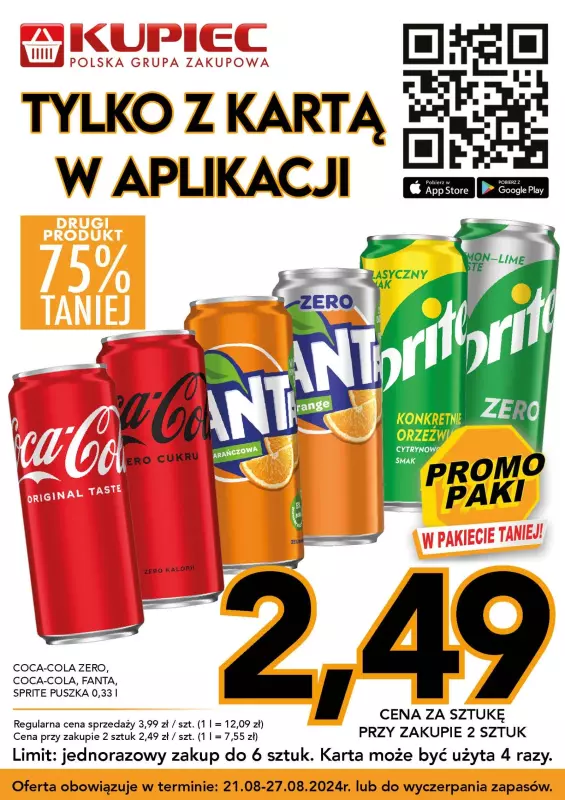 Kupiec - gazetka promocyjna Promopaki od środy 21.08 do wtorku 27.08