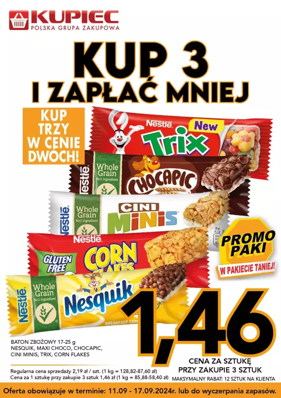 Kupiec - gazetka promocyjna Promopaki od środy 11.09 do wtorku 17.09