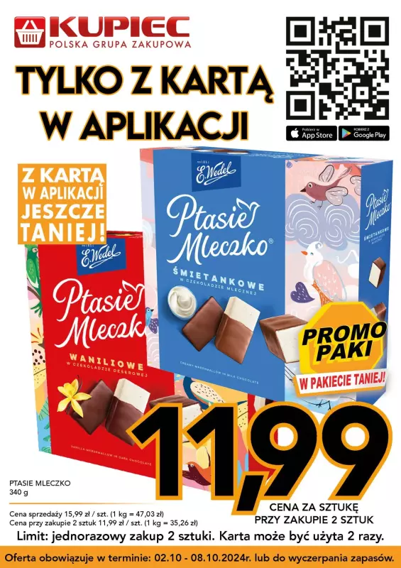 Kupiec - gazetka promocyjna Promopaki od środy 02.10 do wtorku 08.10