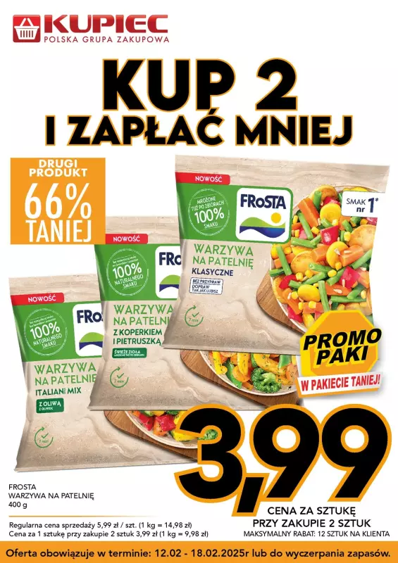 Kupiec - gazetka promocyjna Promopaki od środy 12.02 do wtorku 18.02