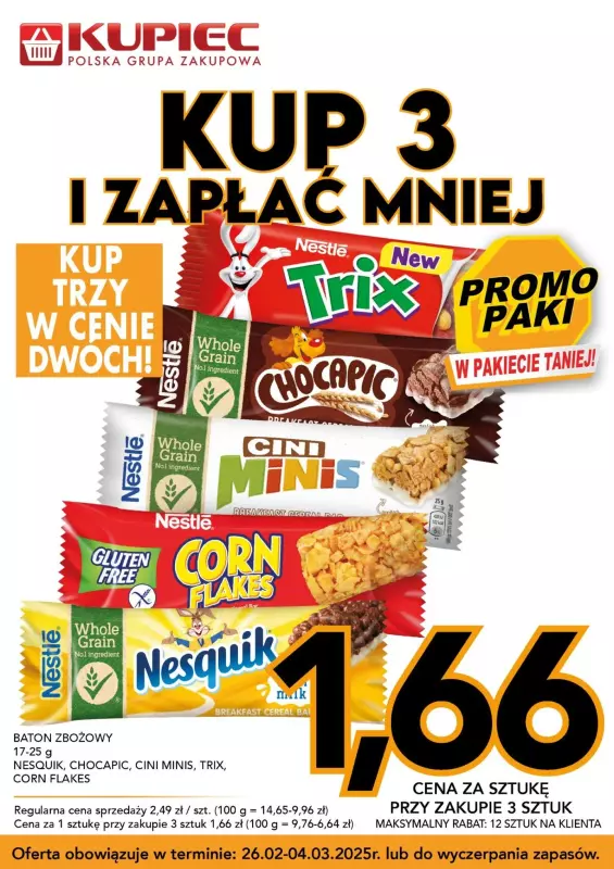 Kupiec - gazetka promocyjna Promopaki od środy 26.02 do wtorku 04.03