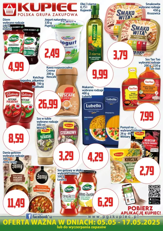 Kupiec - gazetka promocyjna Gazetka od poniedziałku 05.05 do soboty 17.05
