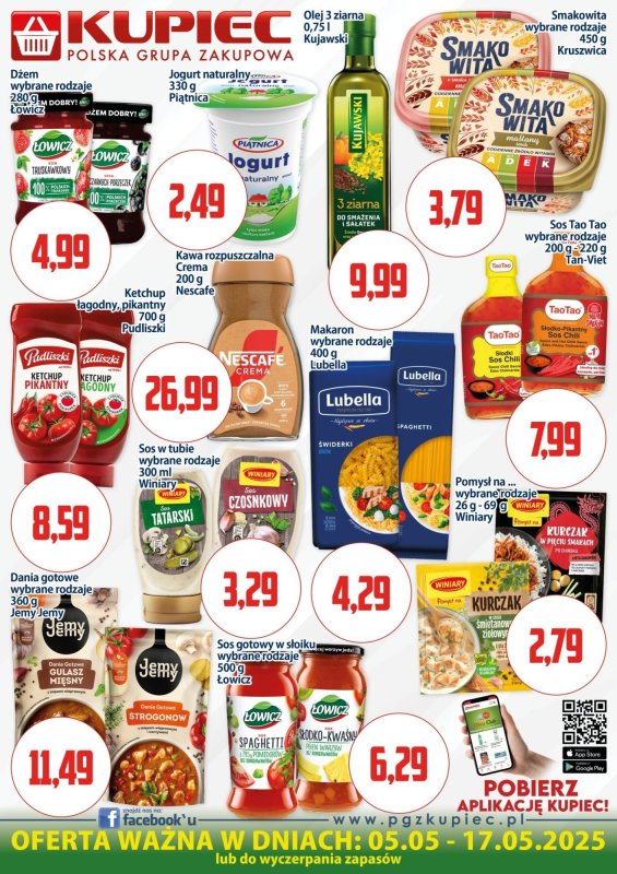 Kupiec - gazetka promocyjna Oferta plakatowa od poniedziałku 05.05 do soboty 17.05
