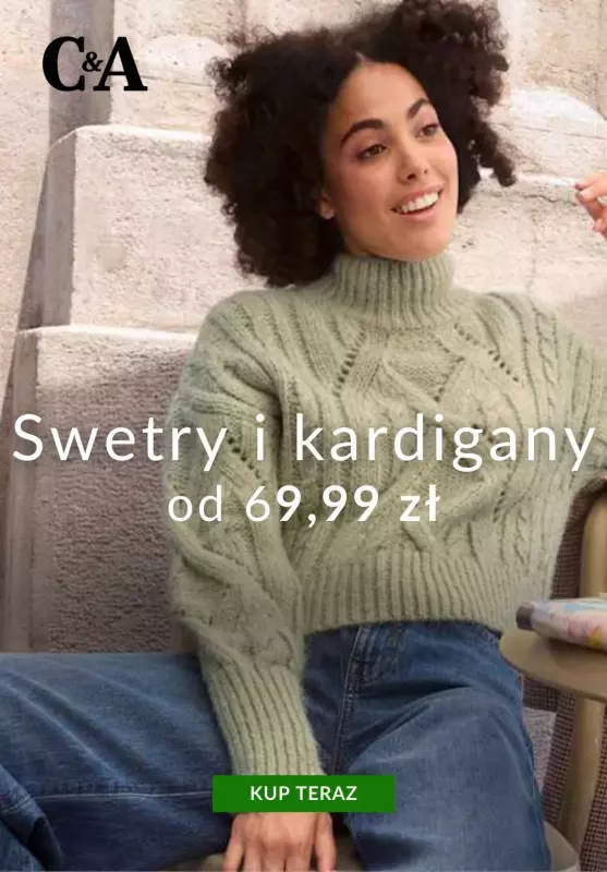 C&A - gazetka promocyjna Swetry i kardigany od 69,99 zł od poniedziałku 30.09 do poniedziałku 07.10