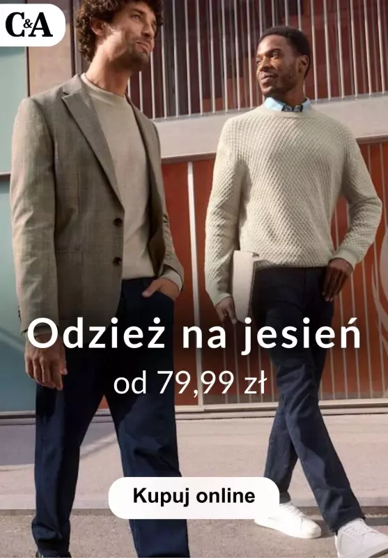 C&A - gazetka promocyjna Odzież jesienna dla niego od 79,99 zł od środy 02.10 do niedzieli 13.10