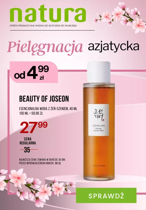 Drogerie Natura - gazetka promocyjna Pielęgnacja azjatycka już od 4,99 zł od poniedziałku 29.07 do niedzieli 04.08