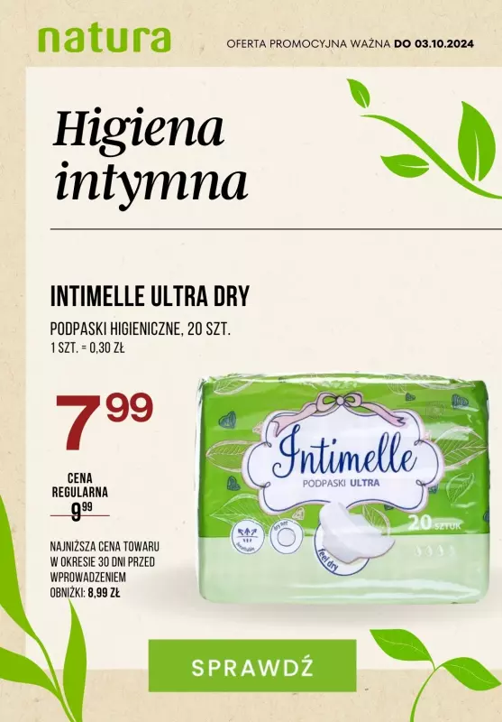 Drogerie Natura - gazetka promocyjna Podpaski, tampony i żele do higieny intymnej - SUPER CENY! od poniedziałku 23.09 do czwartku 03.10 - strona 4