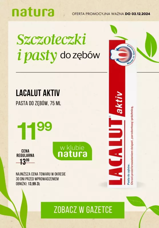 Drogerie Natura - gazetka promocyjna Szczoteczki i pasty do zębów w SUPER cenach! od poniedziałku 25.11 do wtorku 03.12 - strona 3