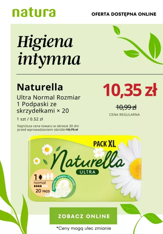 Drogerie Natura - gazetka promocyjna Podpaski, tampony i wkładki od 3,45 zł | ONLINE od poniedziałku 16.12  - strona 7