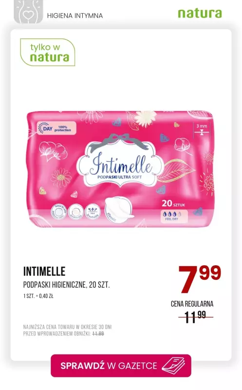 Drogerie Natura - gazetka promocyjna Higiena intymna - produkty w obniżonych cenach! od poniedziałku 26.05 do środy 04.06 - strona 5