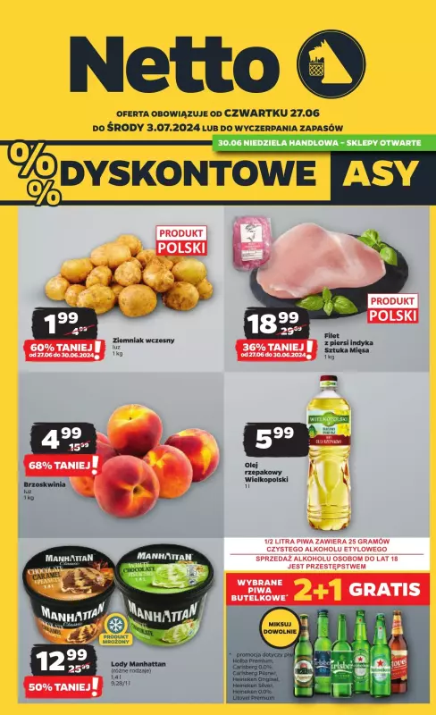 Netto - gazetka promocyjna Gazetka Spożywcza od czwartku od czwartku 27.06 do środy 03.07