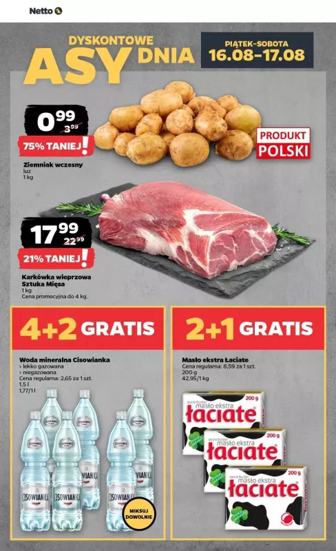 Netto - gazetka promocyjna Asy Dnia od piątku 16.08 do soboty 17.08